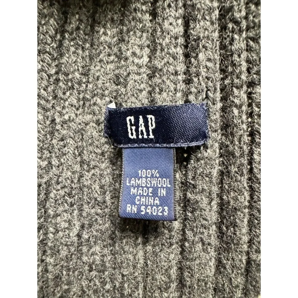 VTG - GAP 100% Lambswool Charcoal Gray Ribbed Scarf